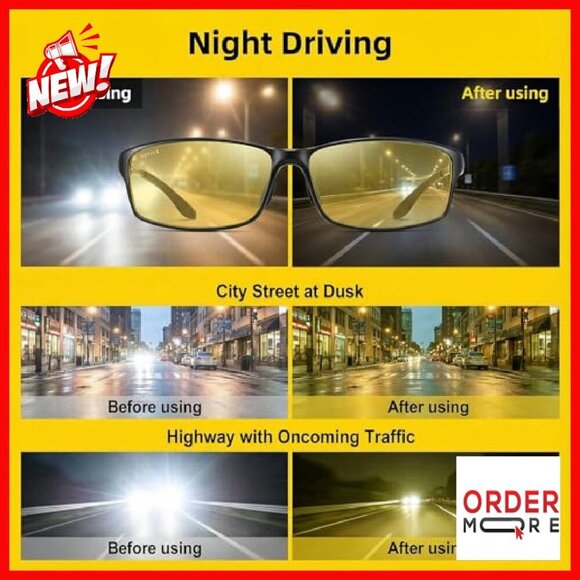 Polarized Night Vision Driving Glasses UV400 Protection Unisex Metal Frame main image 5